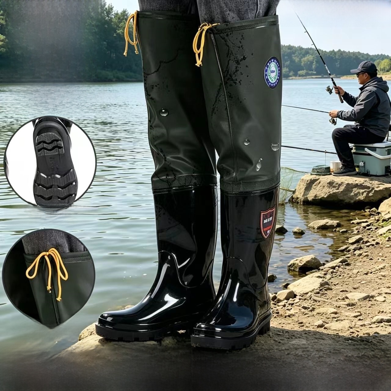 Fishing Rain Suit - 두꺼운 오버니 레인부츠 남성용 하이튜브 웨이딩