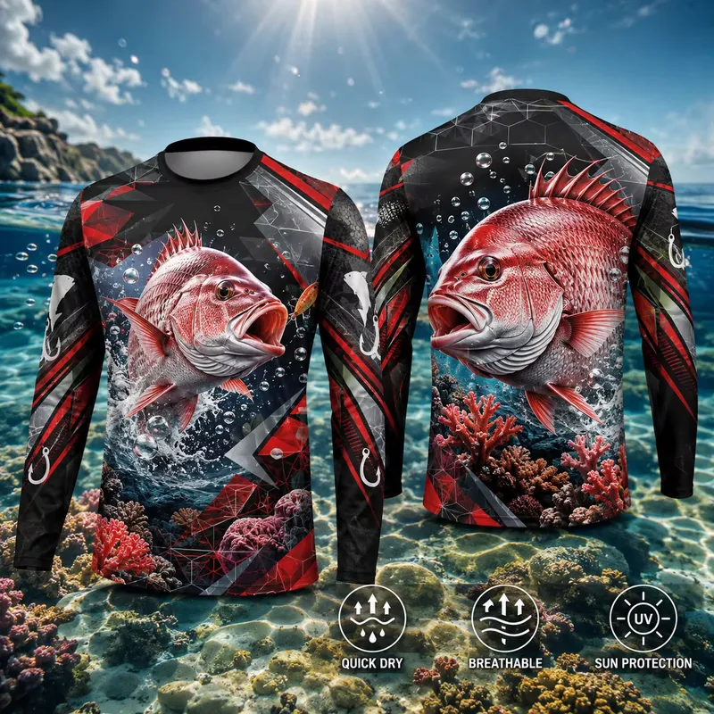 3D 프린팅 기법으로 제작된 캐주얼한 긴팔 빨간색 낚시 - Fishing Shirt Uv Protection 리뷰 및 가격