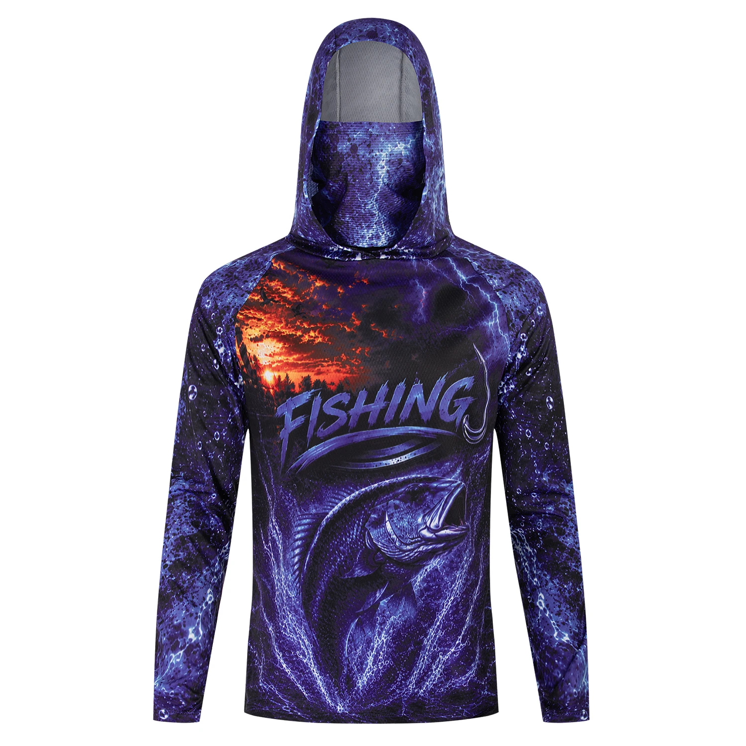 남성용 보라색 바스피쉬 3D 프린트 후드형 낚시 셔츠, - Fishing Shirt Uv Protection 리뷰 및 가격